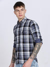 Navy Madras Checked Double Pocket Shirt