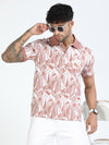 Men Rust Slim Fit Abstract Print Polo T-Shirt
