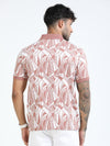 Men Rust Slim Fit Abstract Print Polo T-Shirt