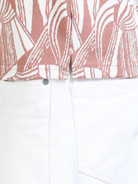 Men Rust Slim Fit Abstract Print Polo T-Shirt