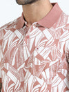 Men Rust Slim Fit Abstract Print Polo T-Shirt