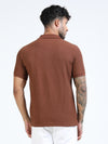 Men Rust Slim Fit Drop Needle Polo T-Shirt