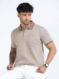 Men Brown Slim Fit Printed Polo T-Shirt