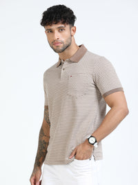 Men Brown Slim Fit Printed Polo T-Shirt