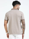 Men Brown Slim Fit Printed Polo T-Shirt