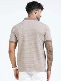 Men Brown Slim Fit Printed Polo T-Shirt