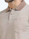 Men Brown Slim Fit Printed Polo T-Shirt