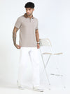 Men Brown Slim Fit Printed Polo T-Shirt