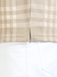 Men Cream Slim Fit Checks Polo T-Shirt