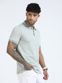 Men Green Slim Fit Printed Polo T-Shirt