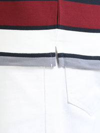 Men Navy Slim Fit Striped Polo T-Shirt