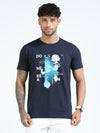 Men Blue Slim Fit Printed Crew Neck T-Shirt