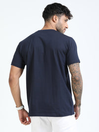Men Blue Slim Fit Printed Crew Neck T-Shirt