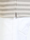 Men Cream Slim Fit Jacquard Stripes Polo T-Shirt