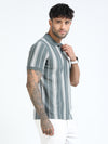 Men Lt. Green Slim Fit Stripes Polo T-Shirt