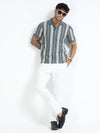 Men Lt. Green Slim Fit Stripes Polo T-Shirt