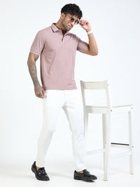 Men Onion Slim Fit Stretchable Solid  Polo T-Shirt