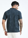 Men Bottle Green Slim Fit Abstract Printed  Polo T-Shirt
