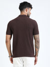 Men Brown Slim Fit Drop Needle Polo T-Shirt