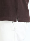 Men Brown Slim Fit Drop Needle Polo T-Shirt