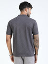 Men Black Slim Fit Zig Zag Printed  Polo T-Shirt