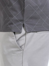 Men Black Slim Fit Zig Zag Printed  Polo T-Shirt