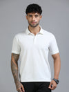Men White  Slim Fit Stretchable Solid  Polo T-Shirt