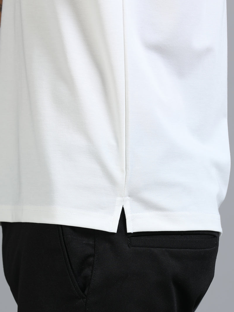 Men White  Slim Fit Stretchable Solid  Polo T-Shirt