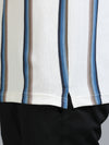 Men Blue Slim Fit Kintted Vertical Stripe Polo T-Shirt