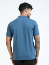 Men Blue Slim Fit Zig Zag Printed  Polo T-Shirt