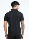 Men Black Slim Fit Stretchable Solid  Polo T-Shirt