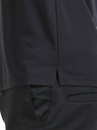 Men Black Slim Fit Stretchable Solid  Polo T-Shirt