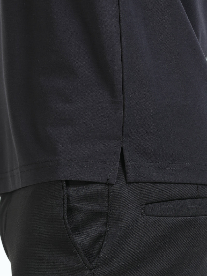 Men Black Slim Fit Stretchable Solid  Polo T-Shirt