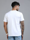 Men White Slim Fit Chest Printed Crew Neck T-Shirt