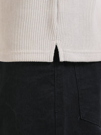 Men Cream Slim Fit Drop Needle Polo T-Shirt