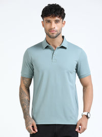 Men Pista Slim Fit Stretchable Solid  Polo T-Shirt
