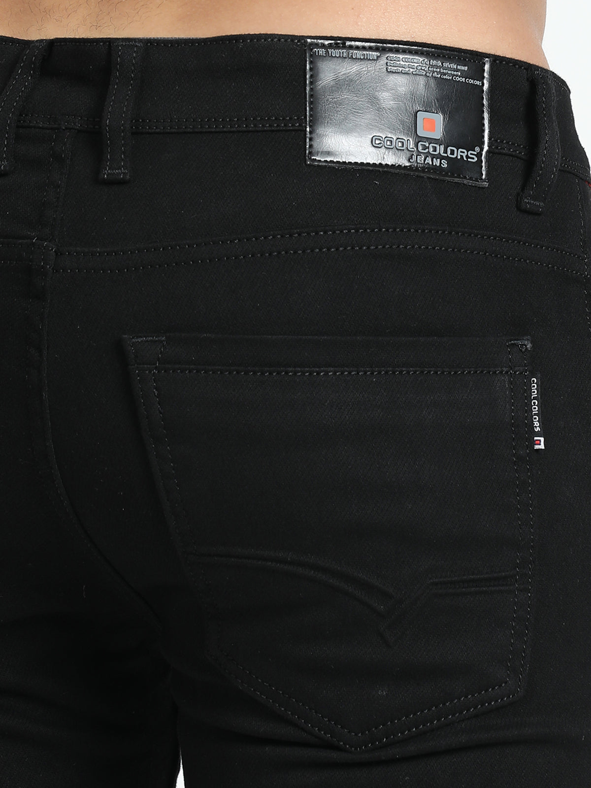 Men's Black Relaxed Denim Ankle fit Solid Jeans