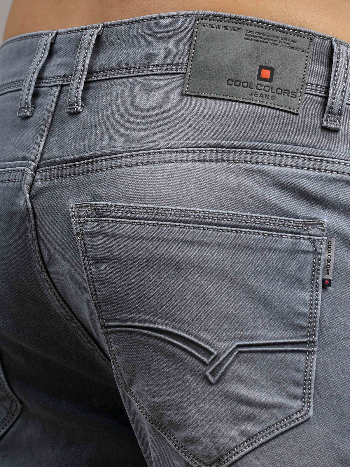 Shop Men's Grey Ankle fit Cotton Blend Denim Jeans Online.