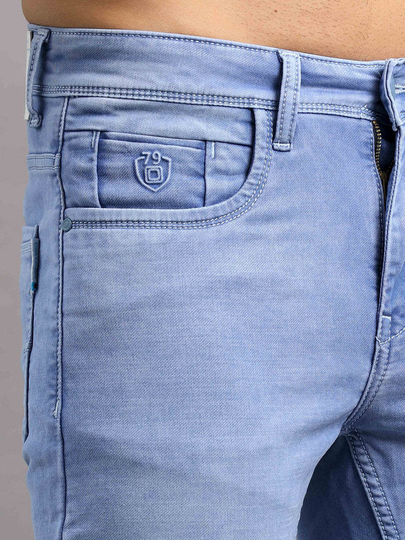 Shop Men's Frost Blue Ankle fit Cotton Blend Denim Jeans Online.