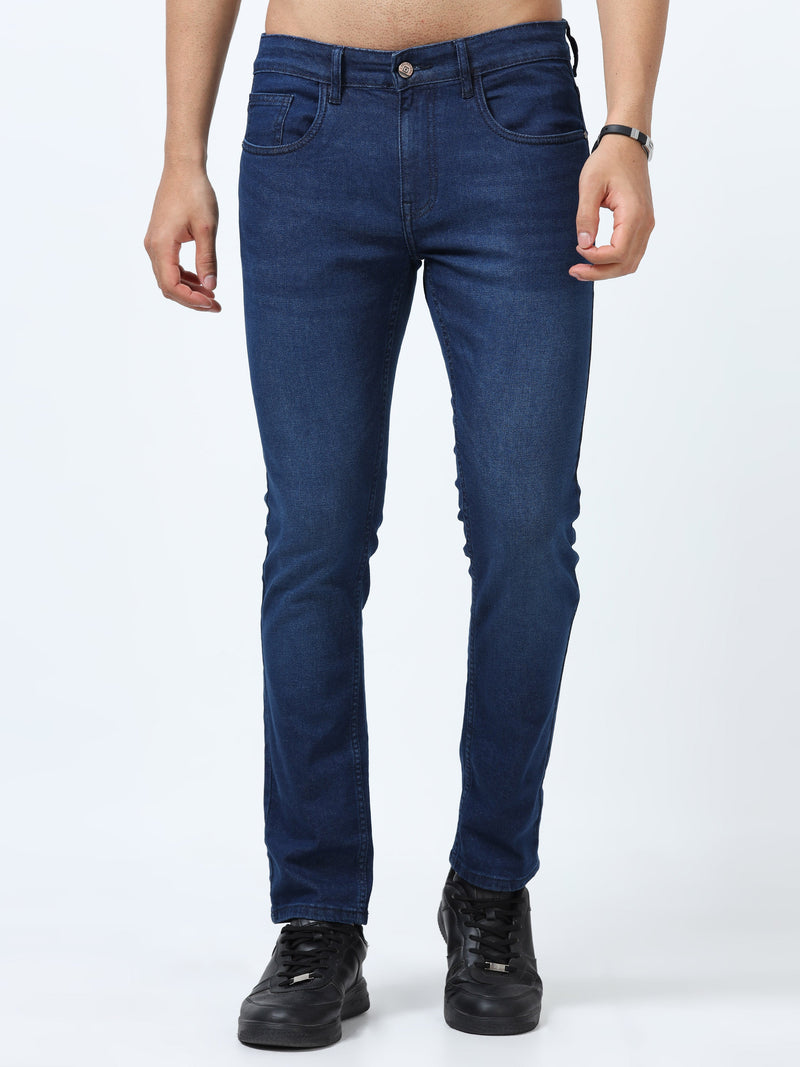 Men Indigo Blue Solid Denim Ankle Fit Jeans