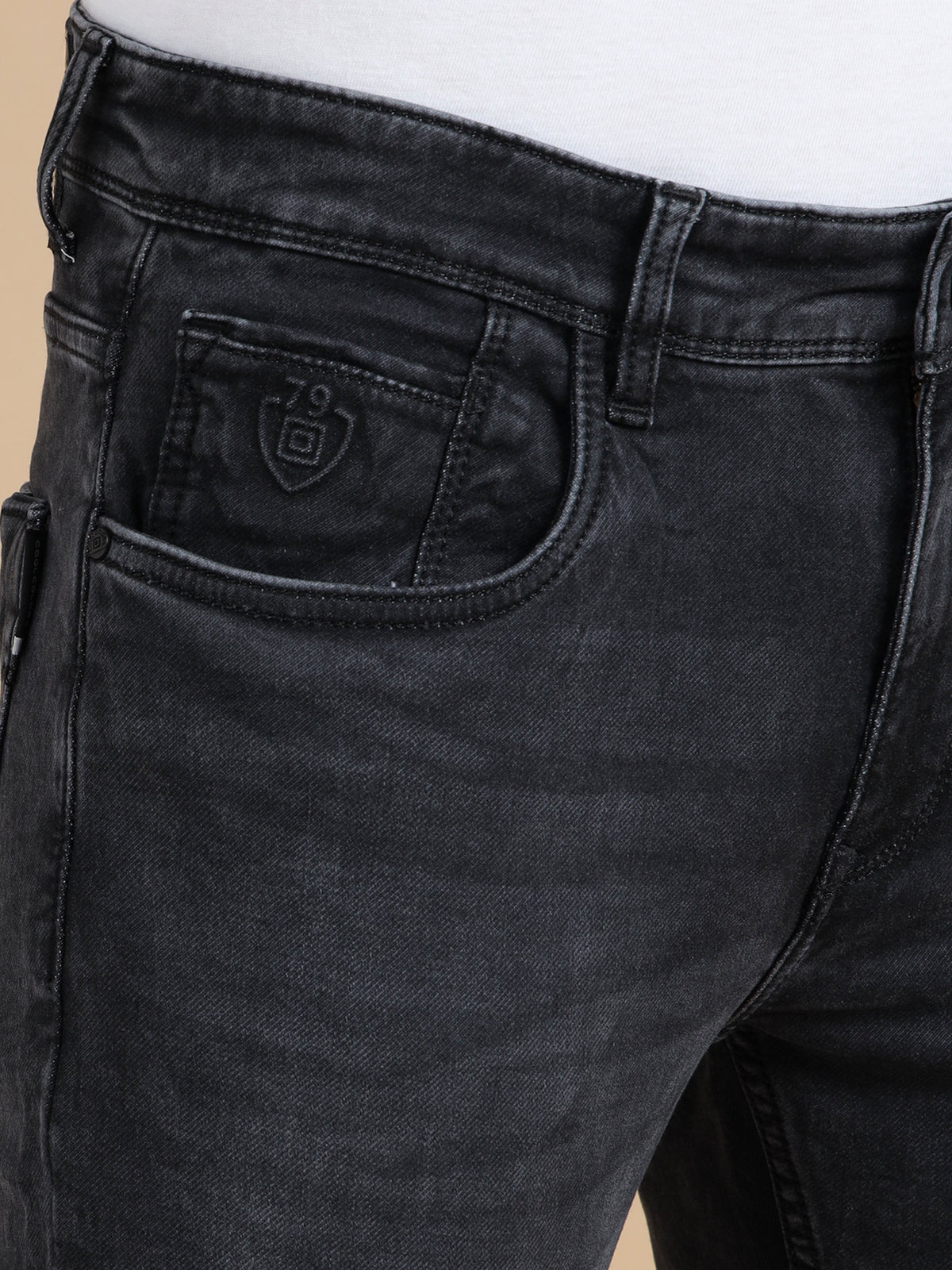 Men Dark Black Solid Ankle Fit Stretchable Denim Jeans