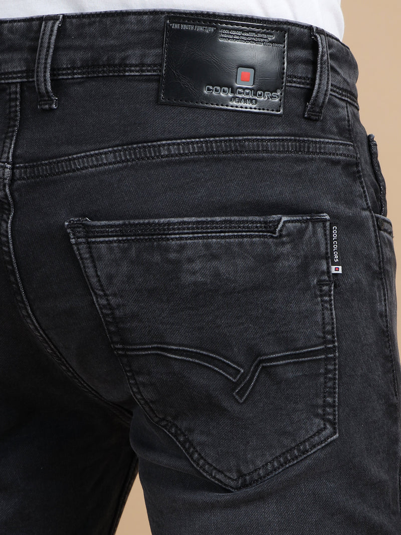 Men Dark Black Solid Ankle Fit Stretchable Denim Jeans