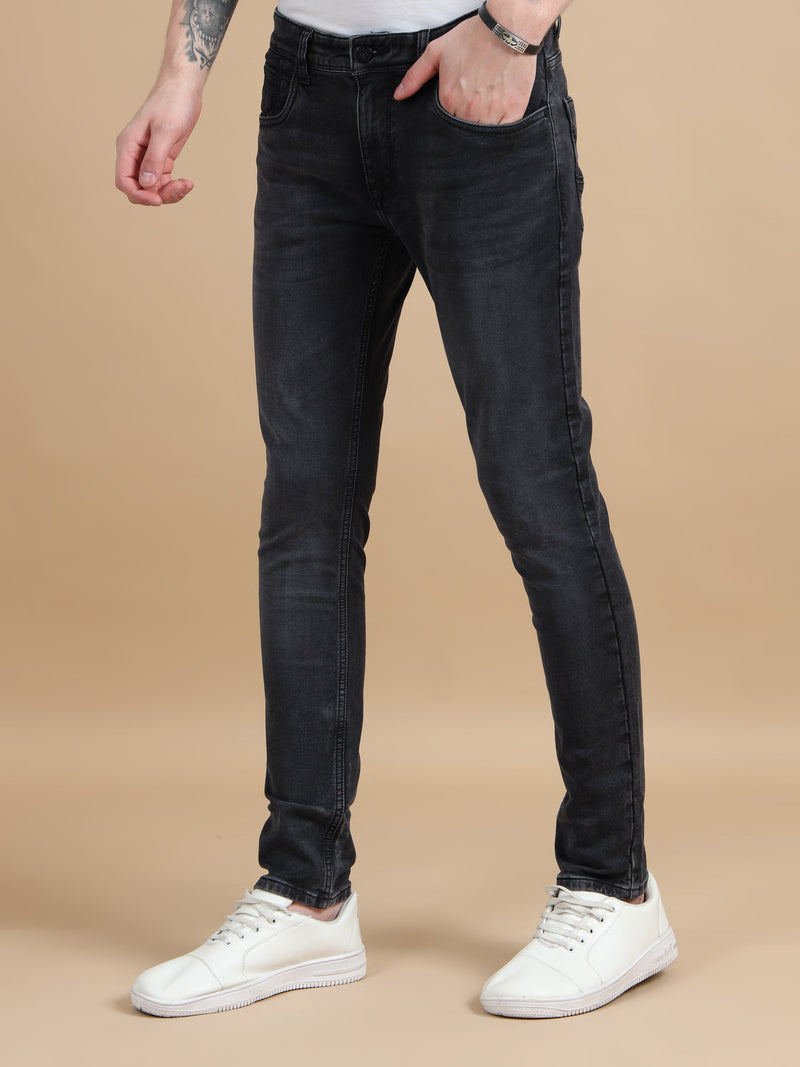 Men Dark Black Solid Ankle Fit Stretchable Denim Jeans