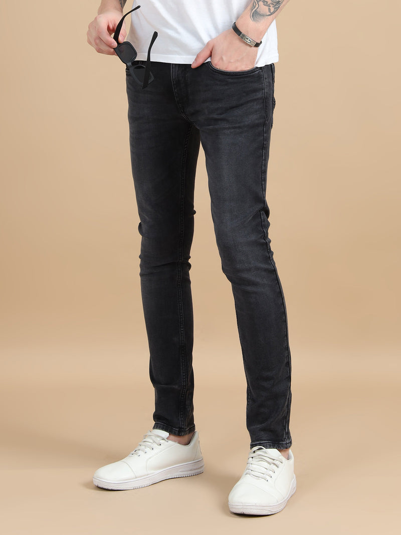 Men Dark Black Solid Ankle Fit Stretchable Denim Jeans