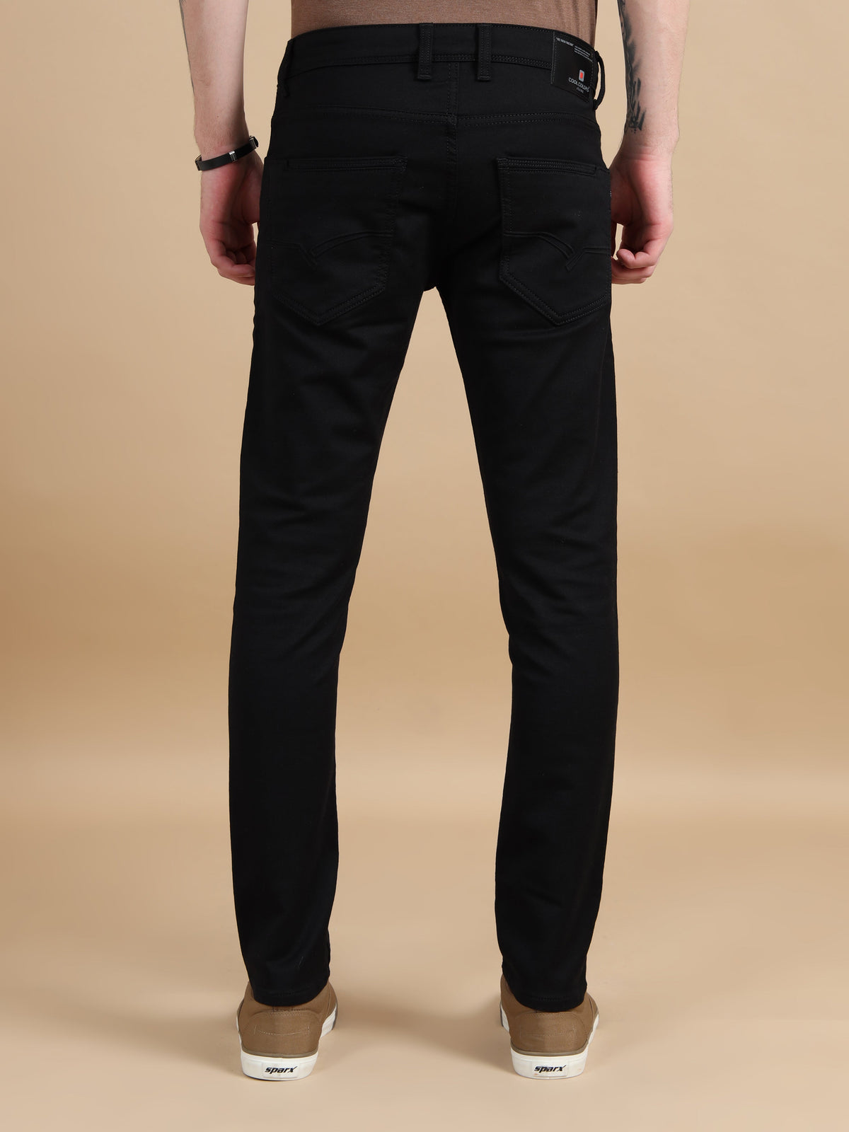 Men Black Solid Ankle Fit Stretchable Denim Jeans