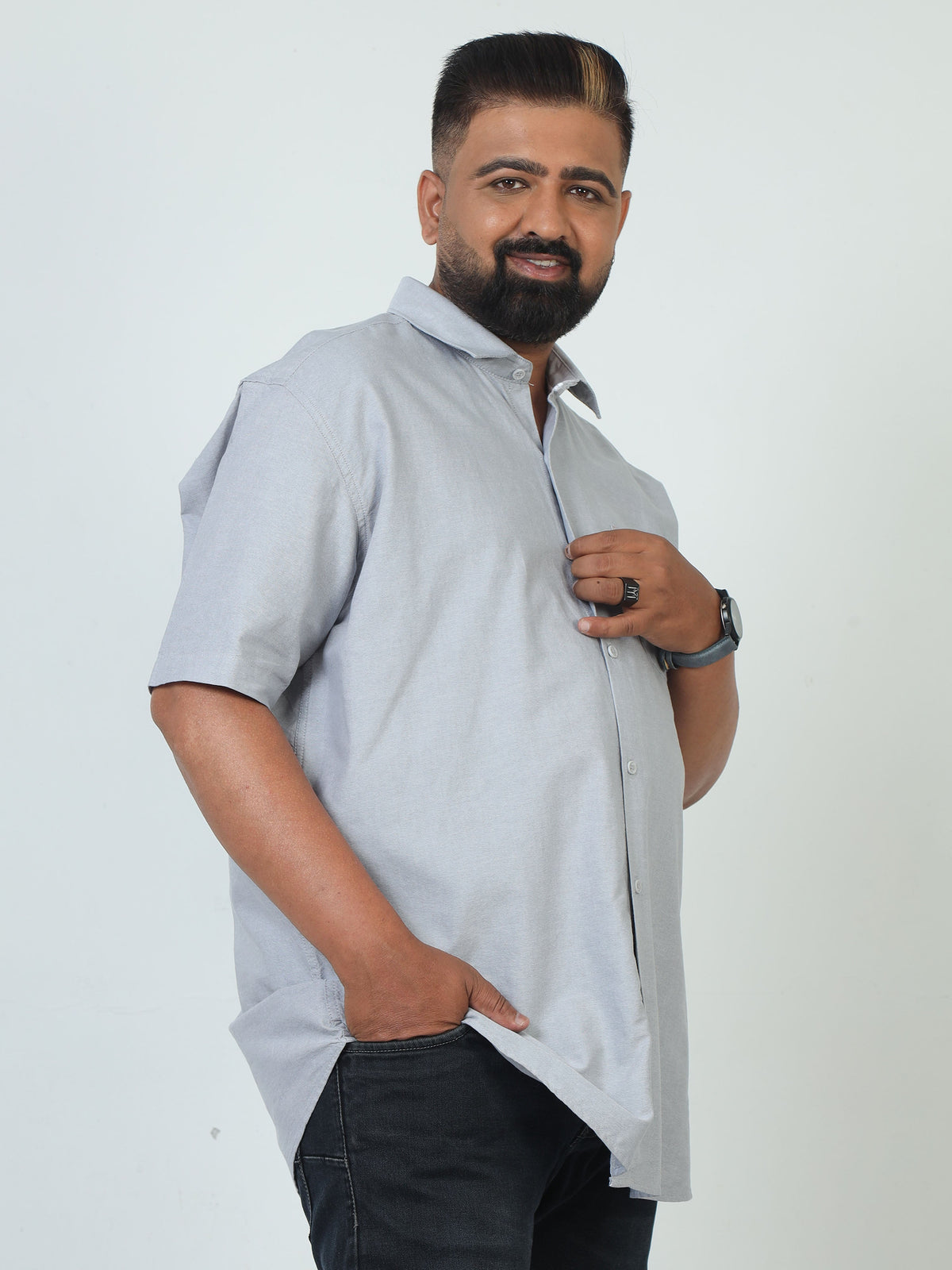 Men Plus Size Solid Casual Shirt