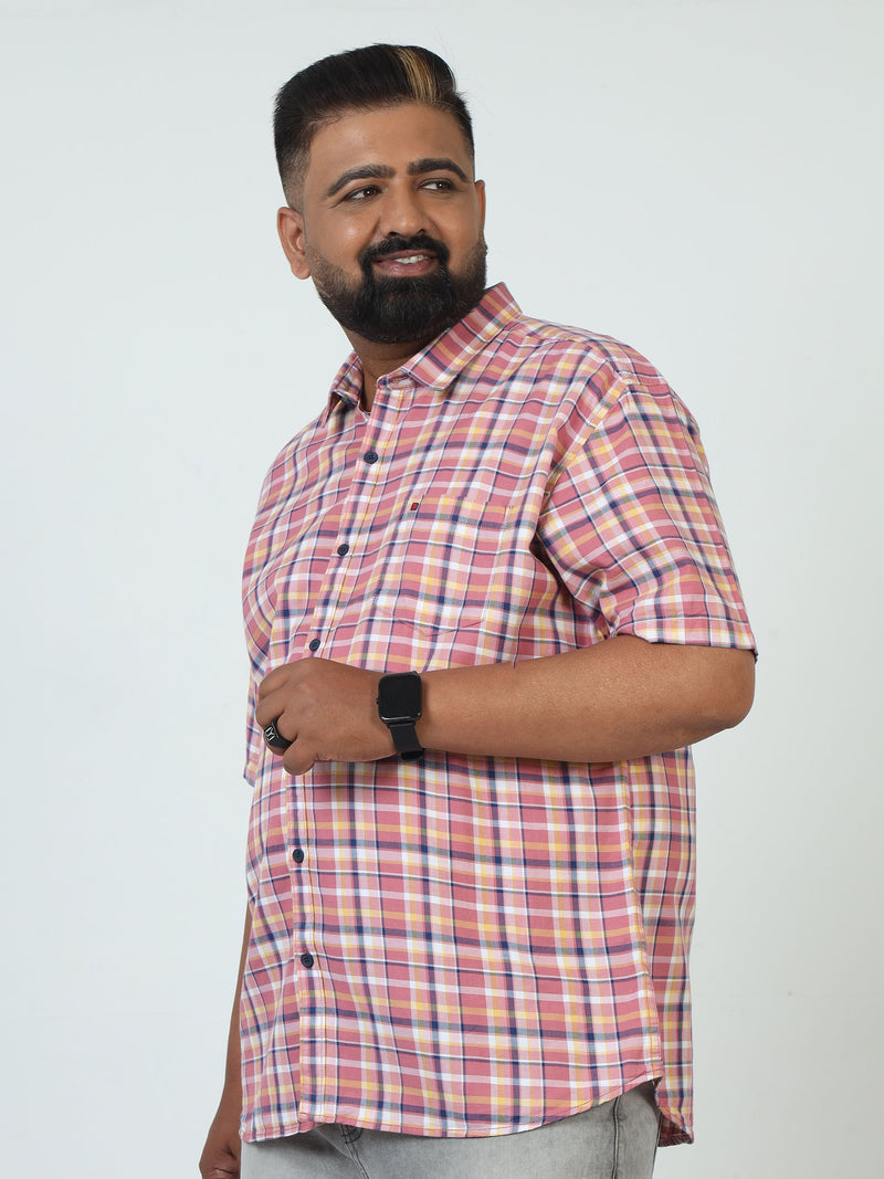 Men Plus Size Checkered Casual Shirt