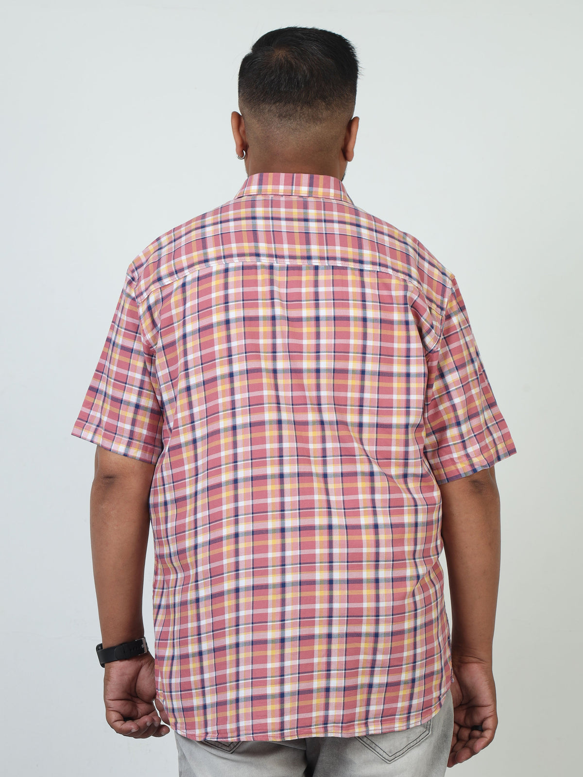 Men Plus Size Checkered Casual Shirt