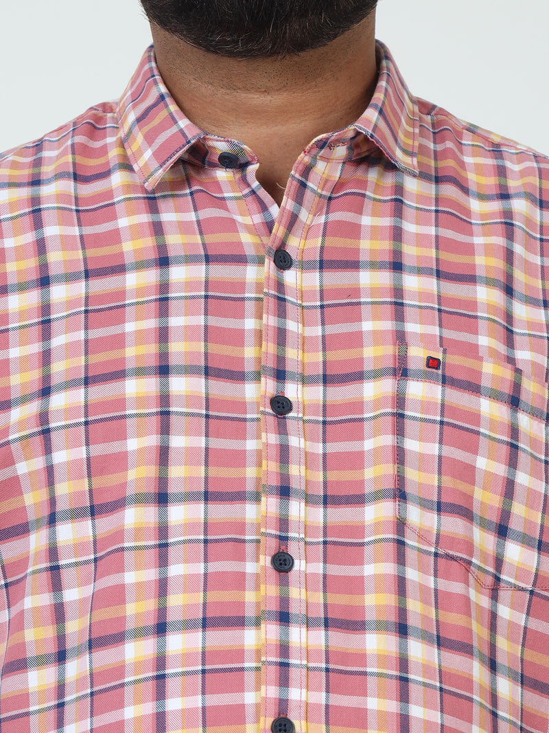 Men Plus Size Checkered Casual Shirt