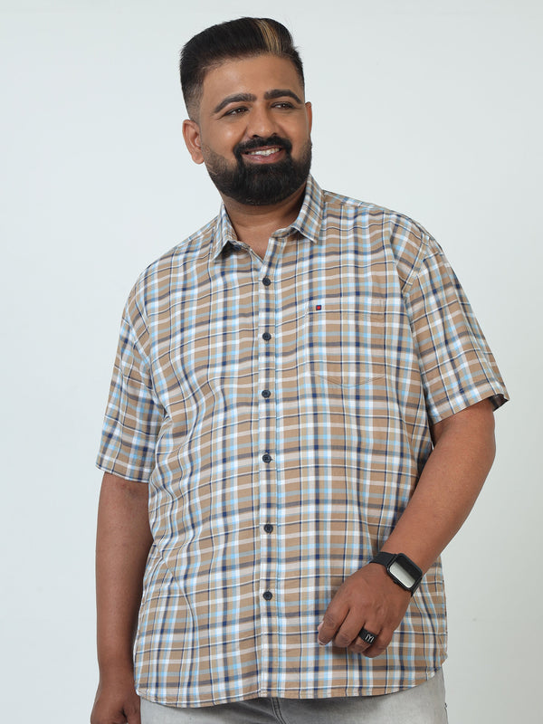 Men Plus Size Checkered Casual Shirt